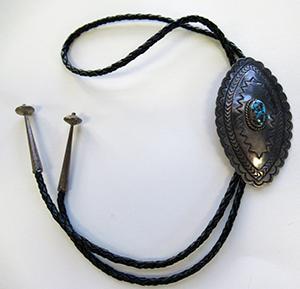 Navajo Silver and Turquoise Bolo Tie