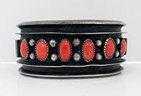 Silver and Coral Cuff Bracelet