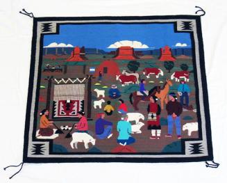 Navajo Pictorial Reservation Scene Rug