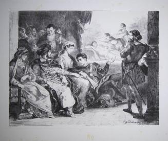 Hamlet fait jouer aux comédiens la scène de l’empoisonnement de son père from Hamlet, treize sujets dessinés