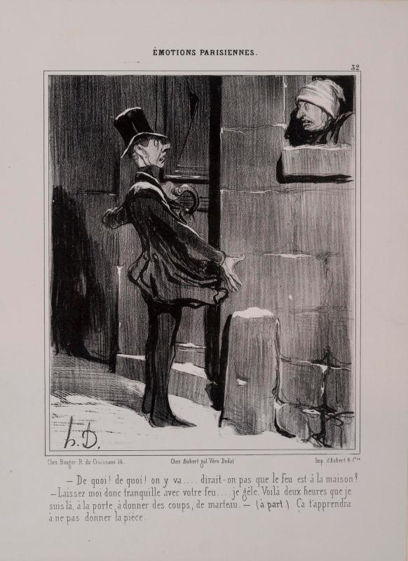 "De quoi! de quoi! on y va.... dirait-on pas que le feu est à la maison?" plate 32 from Émotions Parisiennes