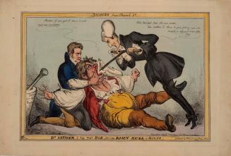 Dr. Arthur & his man Bob giving John Bull a Bolus or Quacks from Church Street