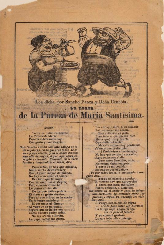 Loa dieha por Sancho Panza y Doña Cenobia. En Honor de la Pureza de María Santisima.