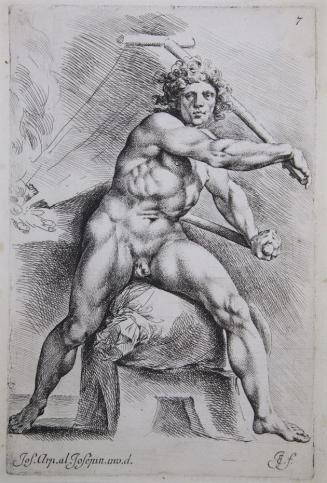 Plate 7: Study of a Male Nude Astride a Sack, Working a Pair of Bellows